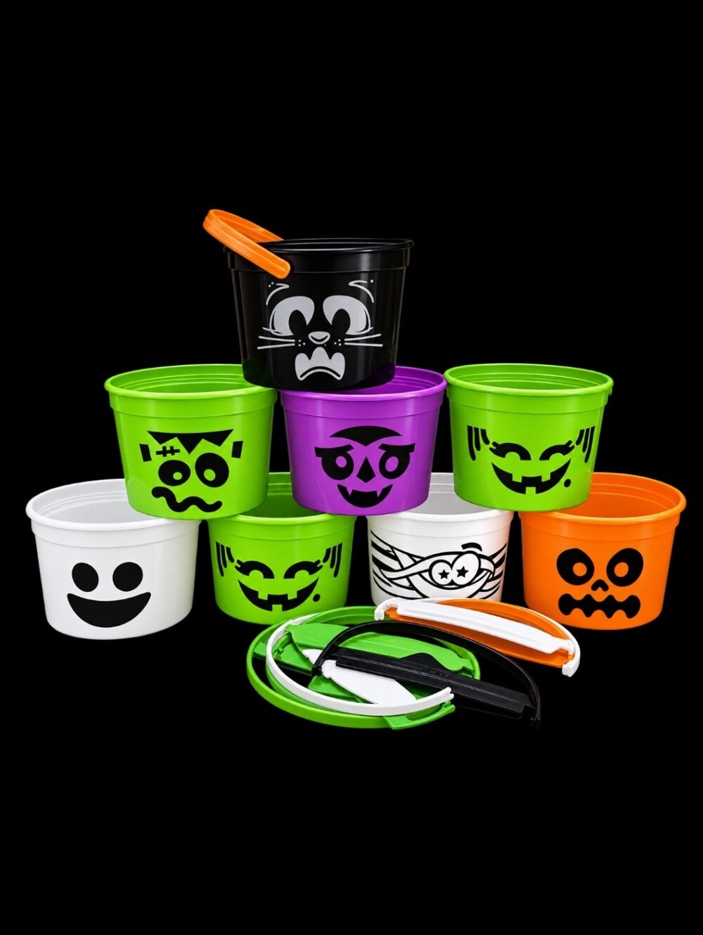 Lot Of 8 McDonald's Halloween Boo Buckets & Handles